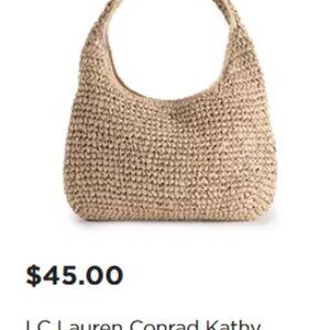 LC Lauren Conrad Kathy Crochet Straw Shoulder Bag NWT Super cute for summer!